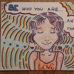 "Love Shirt Vibin' Girl" ("Be Who You Are" Series) Original, Whimsical Art (pdf)
